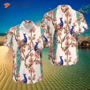 oriental style hawaiian peacock shirts 0