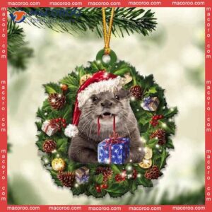 Otter And Christmas Custom-shaped Acrylic Ornament