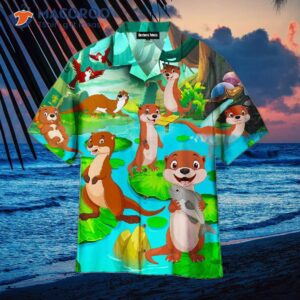 Otter On The Pond Forest Hawaiian Shirts