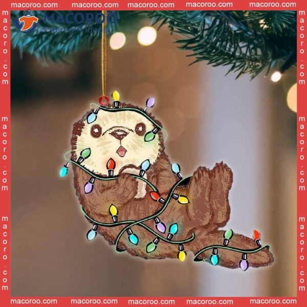 Otter-shaped Custom Christmas Light Hanging Acrylic Ornament