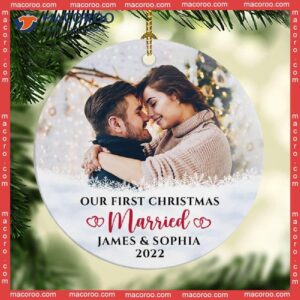 Our First Christmas Couple Photo Ceramic Ornament