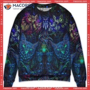 Owl And Witch Darkness Colorful Sweater, Vintage Christmas Sweater