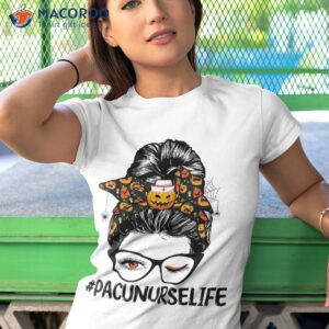 pacu nurse life messy bun halloween scary pumpkin shirt tshirt 1