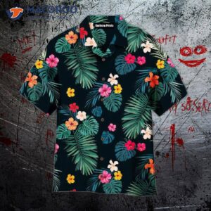 Palm Tree Tropical Pattern Black Hawaiian Shirt