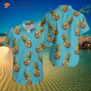 paradise pineapple blue hawaiian shirts 0