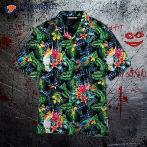 Parrot And Tropical Palm Leaf Pattern Hawaiian Shirts