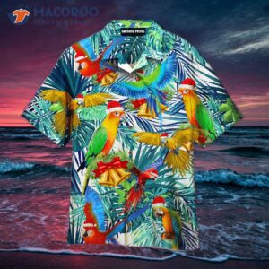 parrot christmas so cute tropical leaf hawaiian shirt 1