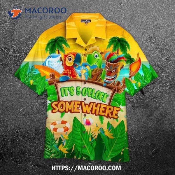 Parrot It’s 5 O’clock Somewhere Tropical Beach Hawaiian Shirt