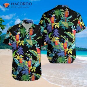 Parrot-printed Tropical Green Hawaiian Shirts