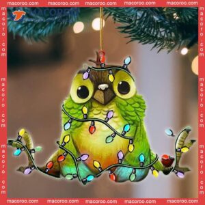 Parrot-shaped Custom Flat Hanging Christmas Light Acrylic Ornament
