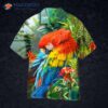 Parrots, Yellow, Blue, And Red Hawaiian Shirts