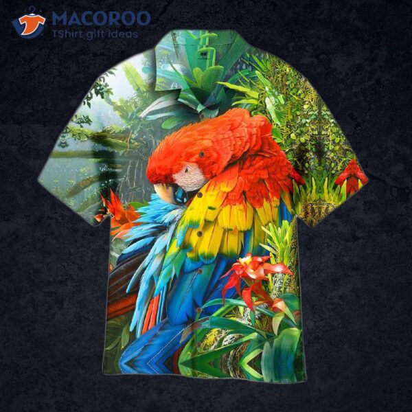 Parrots, Yellow, Blue, And Red Hawaiian Shirts