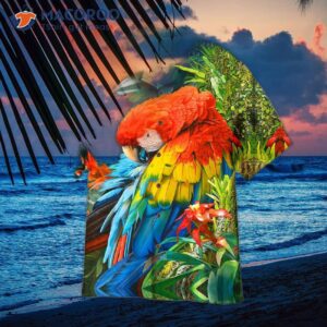 parrots yellow blue and red hawaiian shirts 1