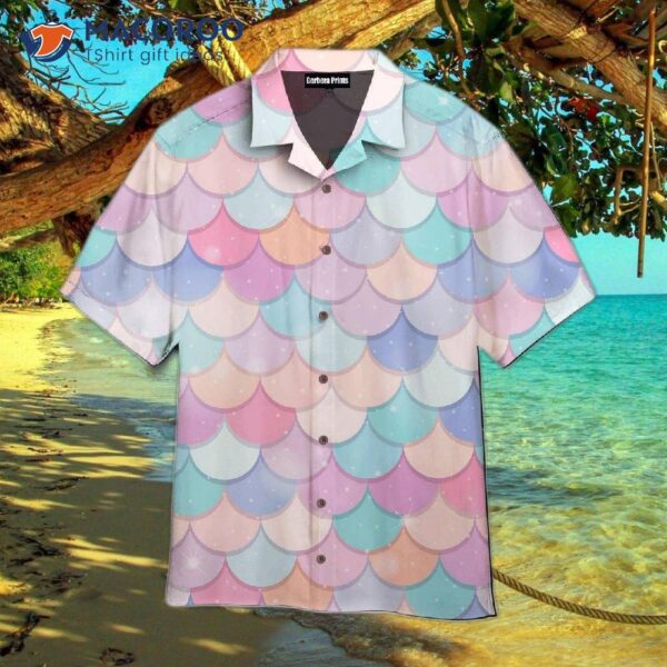 Pastel Mermaid-scale Pattern Hawaiian Shirts
