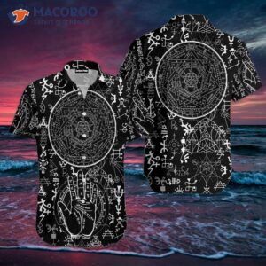 Patterned Satanic Pentagram Black Hawaiian Shirts