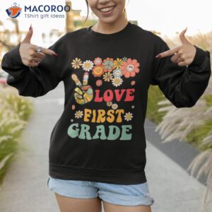 peace love first grade funny back to school teacher kids shirt sweatshirt