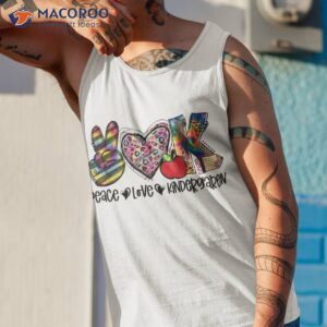 peace love kindergarten teacher kid tie dye back to school shirt tank top 1