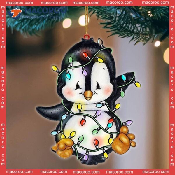 Penguin-shaped Custom Christmas Acrylic Hanging Ornament