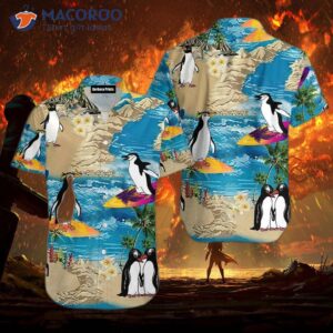 Penguin Tropical Blue Hawaiian Shirts