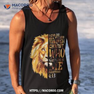 philippians 4 13 christian bible verse gift lion husband shirt tank top