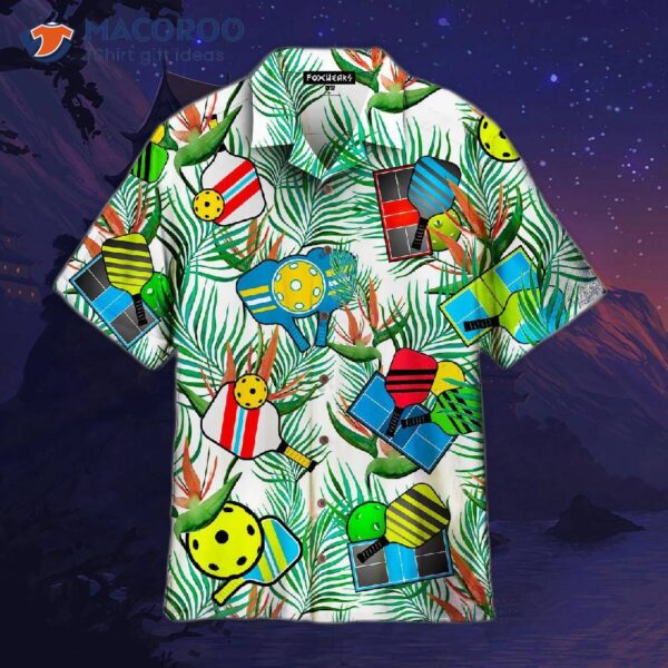 Pickleball And Palm Leaf Tropical Pattern Hawaiian Shirts