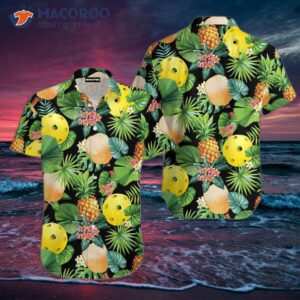 pickleball pineapple tropical green hawaiian shirts 0