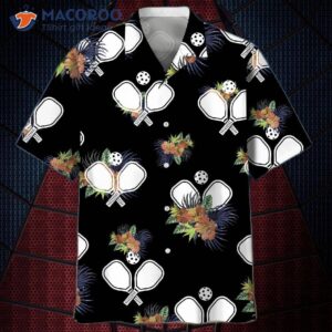 Pickleball Tropical Black Hawaiian Shirts