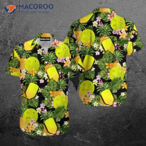 Pickleball Tropical Floral Pineapple Pattern Hawaiian Shirts