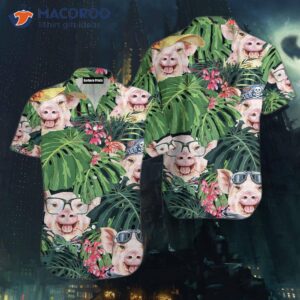 Pig Green Leaf Hawaiian Shirts