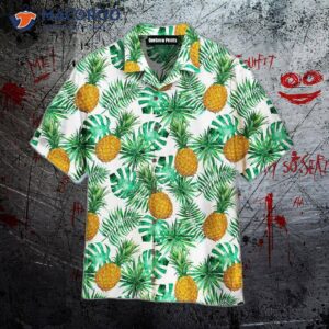 pineapple and leaf seamless pattern hawaiian shirts 0