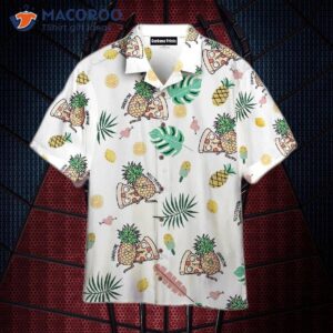 pineapple cartoon white hawaiian pizza shirts 0