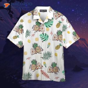 pineapple cartoon white hawaiian pizza shirts 1