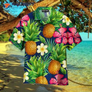 pineapple print hawaiian shirts with a tropical floral pattern 0