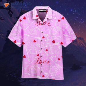 Pink Arrow Hearts Love Pattern Hawaiian Shirts