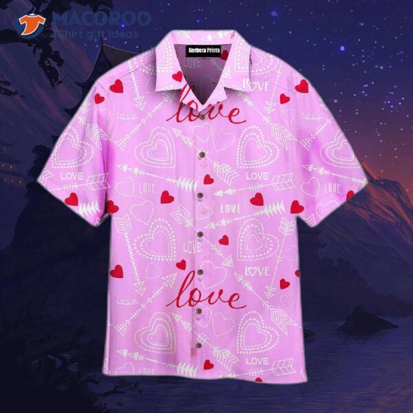 Pink Arrow Hearts Love Pattern Hawaiian Shirts