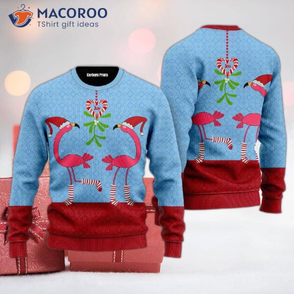 Pink Flamingo Christmas Funky Pattern Ugly Sweater