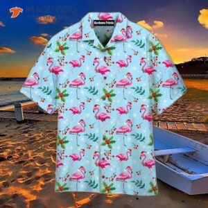 Pink Flamingo Merry Christmas Hawaiian Shirts