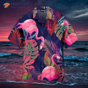 pink flamingo tropical palm leaf hawaiian shirts 1
