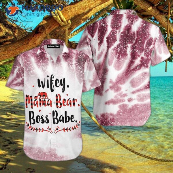 Pink Galaxy Wifey Mama Bear Boss Babe Hawaiian Shirts