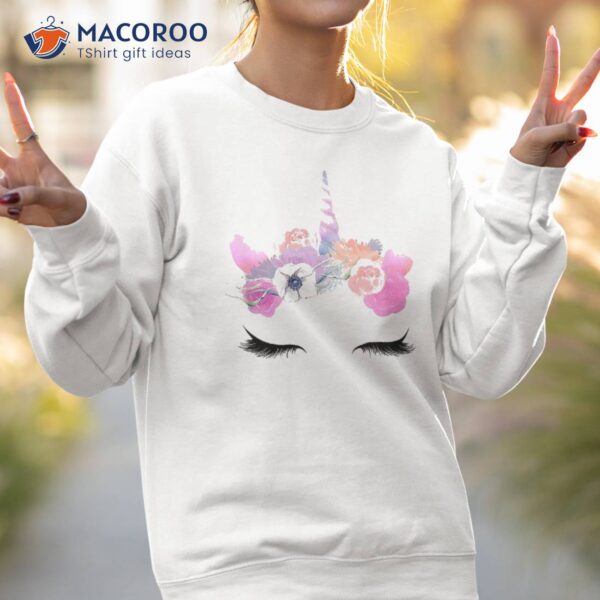 Pink Unicorn Halloween Costume Face Birthday Party Shirt