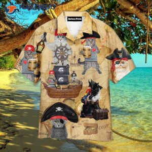 Pirate-cat-style Yellow Hawaiian Shirts