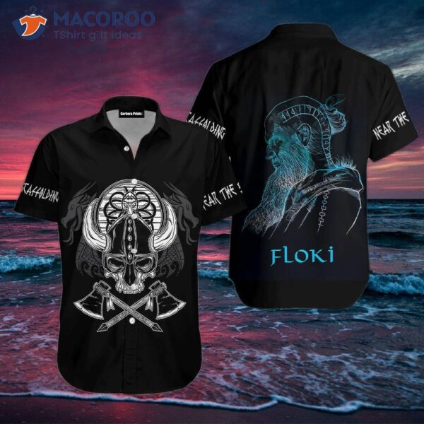 Pirate Floki Skull Viking Black Hawaiian Shirt