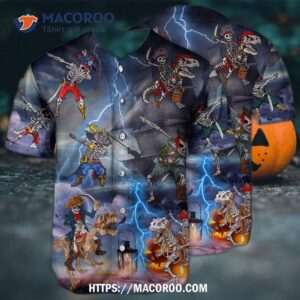 pirate halloween skeleton scary baseball jersey 2