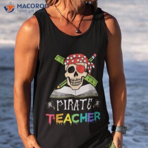 pirate teacher funny halloween skull adult gift shirt tank top