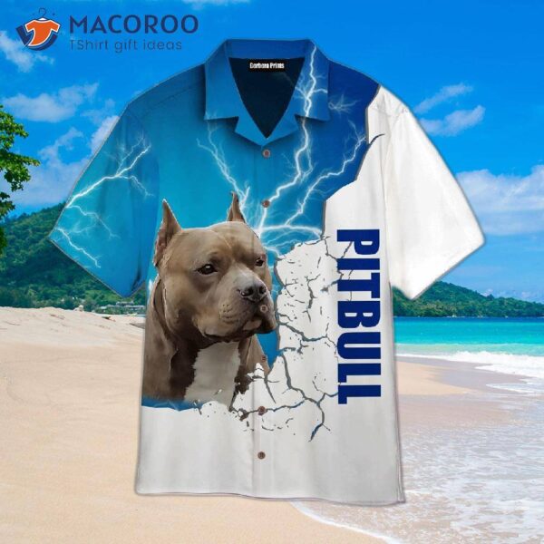 Pitbull Dog Blue And White Hawaiian Shirts