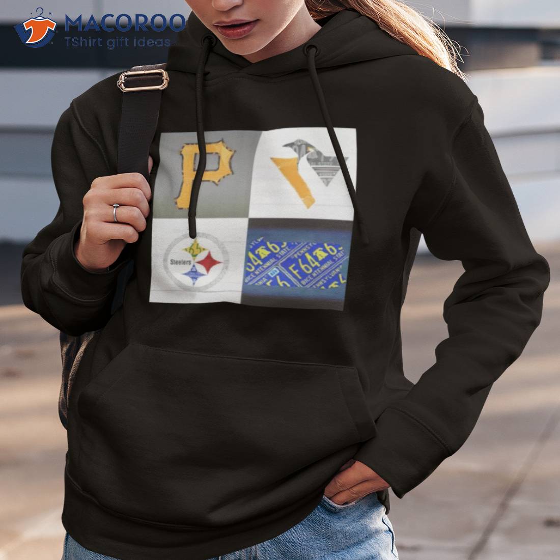 Pittsburgh Sports Team Logo Art Plus Pennsylvania Map Pirates Penguins  Steelers Long Sleeve T-Shirt