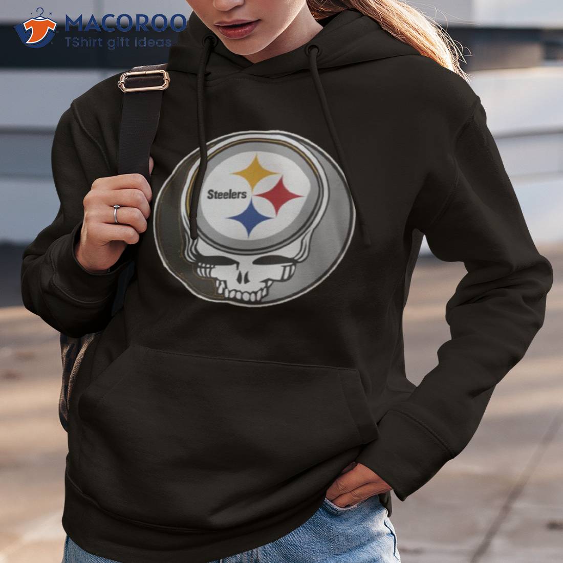 NFL Pittsburgh Steelers Logo Gray Black Hoodie Sweatshirt Jacket