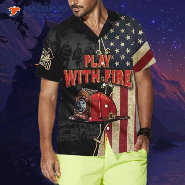 Play With Fire Firefighter Unisex Black Hawaiian Shirt