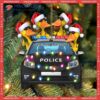 Police-themed Yellow Ducks Custom-shaped Name Christmas Acrylic Ornament