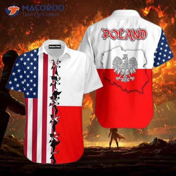 Polish Flag White Hawaiian Shirts